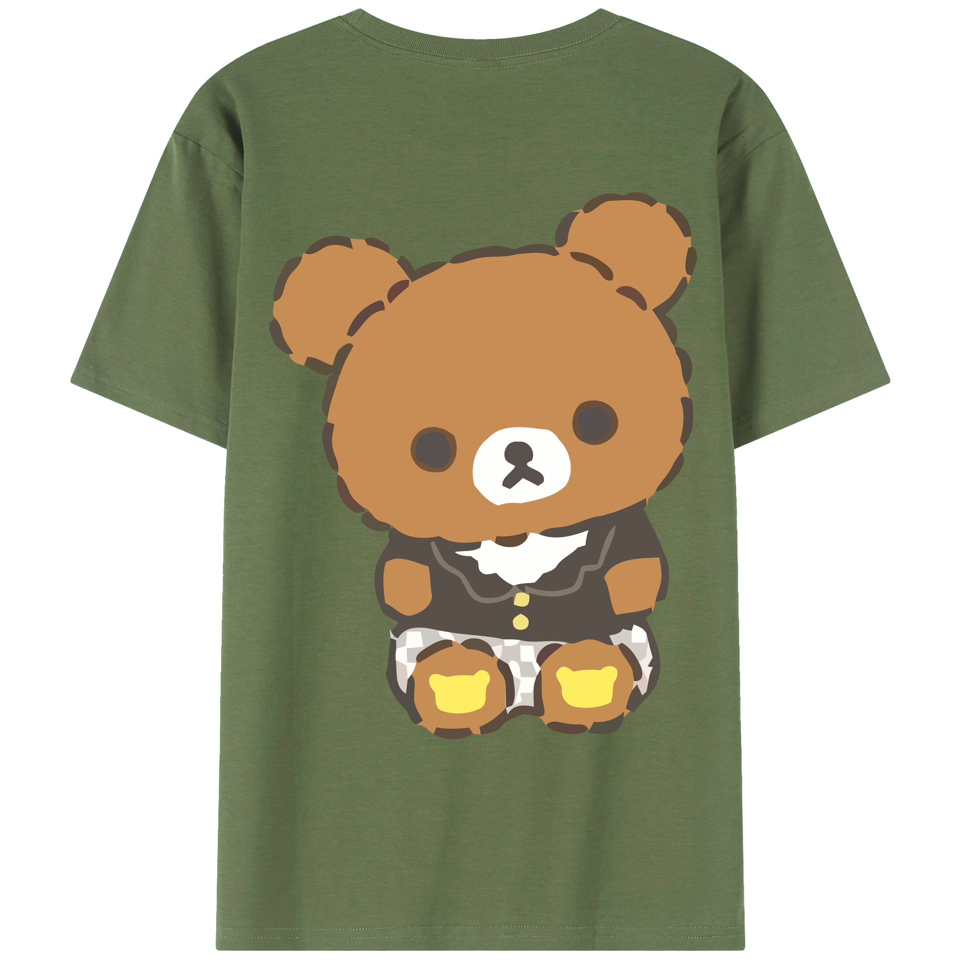 （画像用） リラックマ リラックマ キイロイトリ Rilakkuma Korilakkuma Kiiroitori 綿100％ メンズ半袖Tシャツ（バックプリント） 通気性